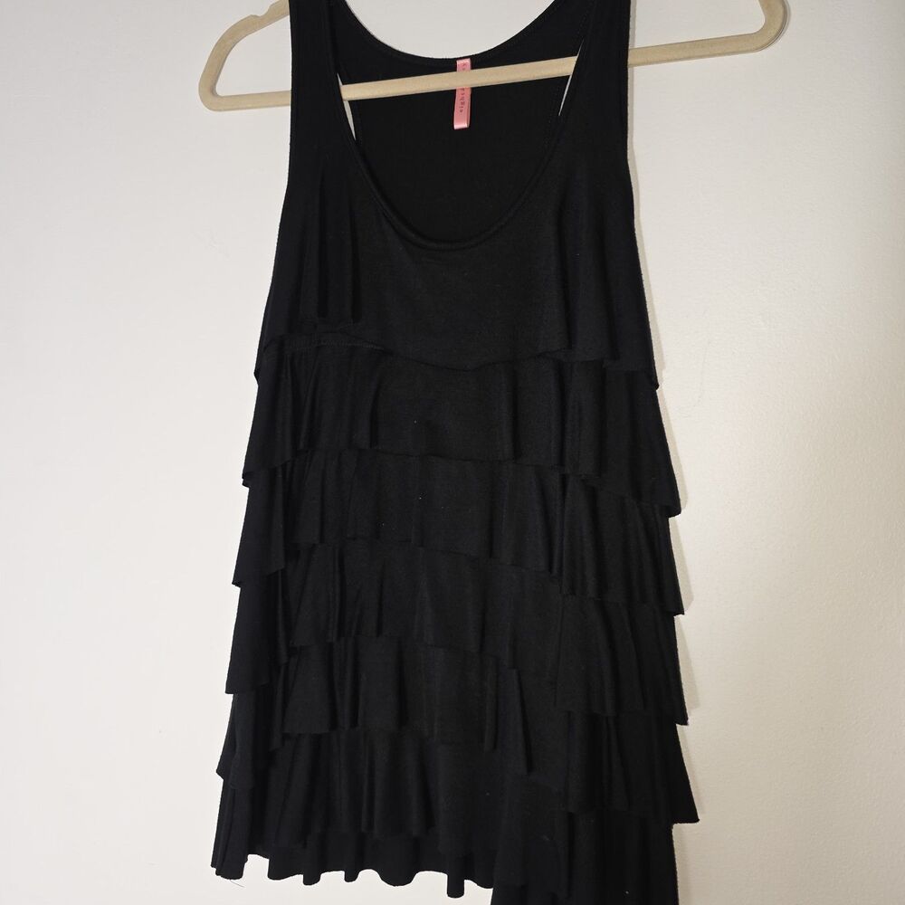 Eight Sixty‎ Black Layered Ruffled Womans Tank Top Racerback Size Small